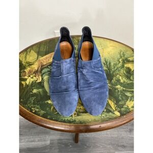 Pantanetti Blue Suede Ruched Slip On Loafer Flats Sz 36.5